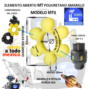 MT3 ELEMENTO DE POLIURETANO TIPO FLOR AMARILLO DUREZA 92A EXTERIOR 82mm
