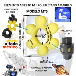 MT5 ELEMENTO DE POLIURETANO TIPO FLOR AMARILLO DUREZA 92A EXTERIOR 122mm