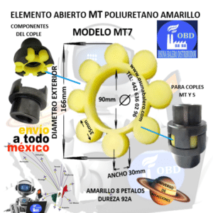 MT7 ELEMENTO DE POLIURETANO TIPO FLOR AMARILLO DUREZA 92A EXTERIOR 166mm